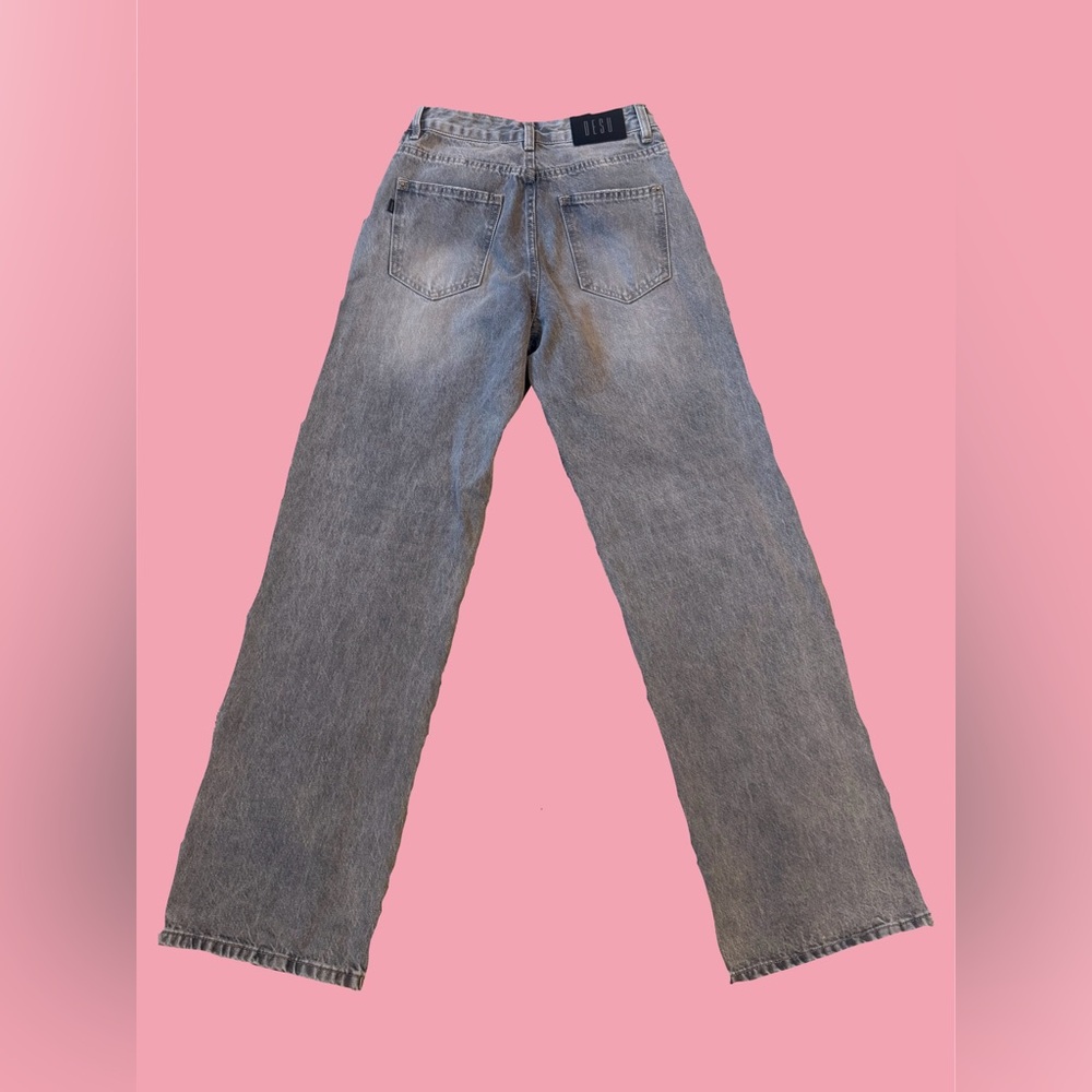 City Beach Straight Leg Mid Rise Grey Jeans - Picture 2 of 2